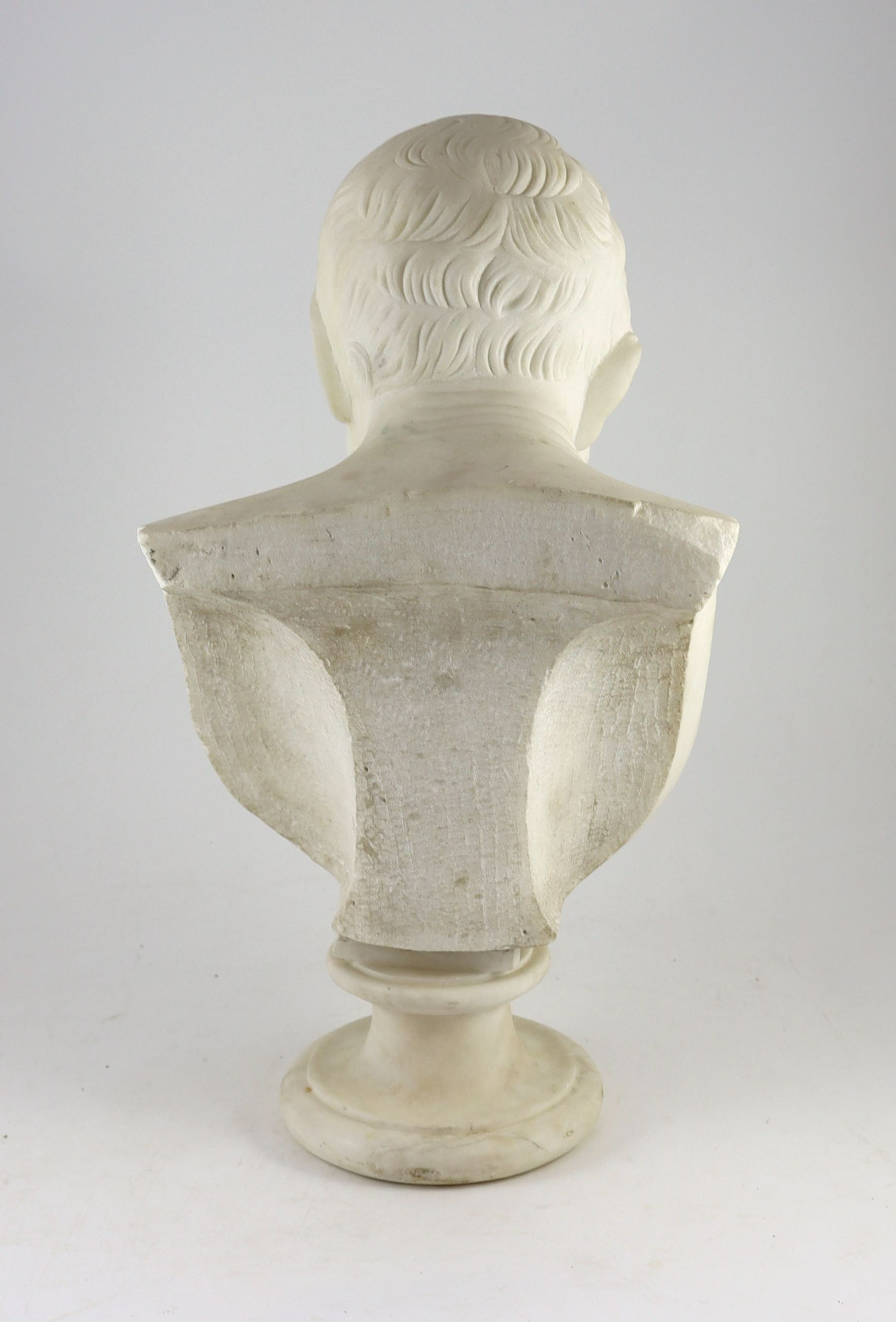 A 19th century Italian carved white marble bust of a bearded man, width 31cm, height 56cm